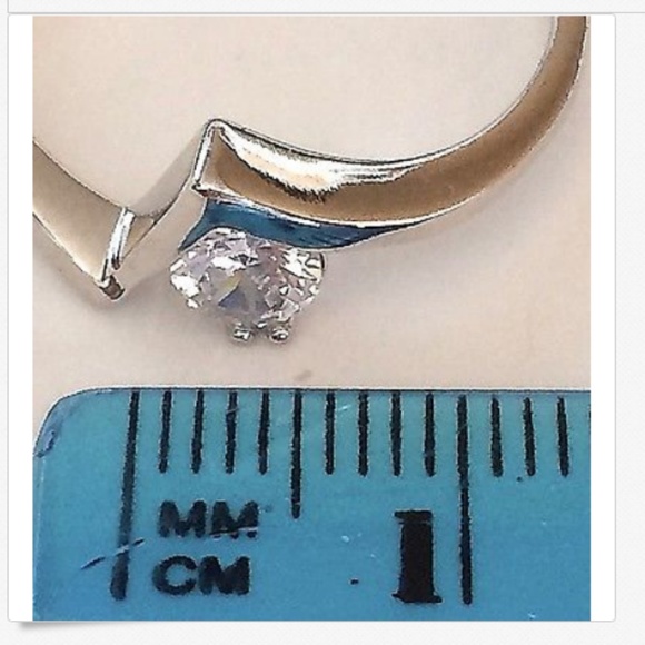 Sterling Silver Engagement Ring Size 9 10 Solitaire Cubic Zirconia Freeform 925 - Picture 8 of 8
